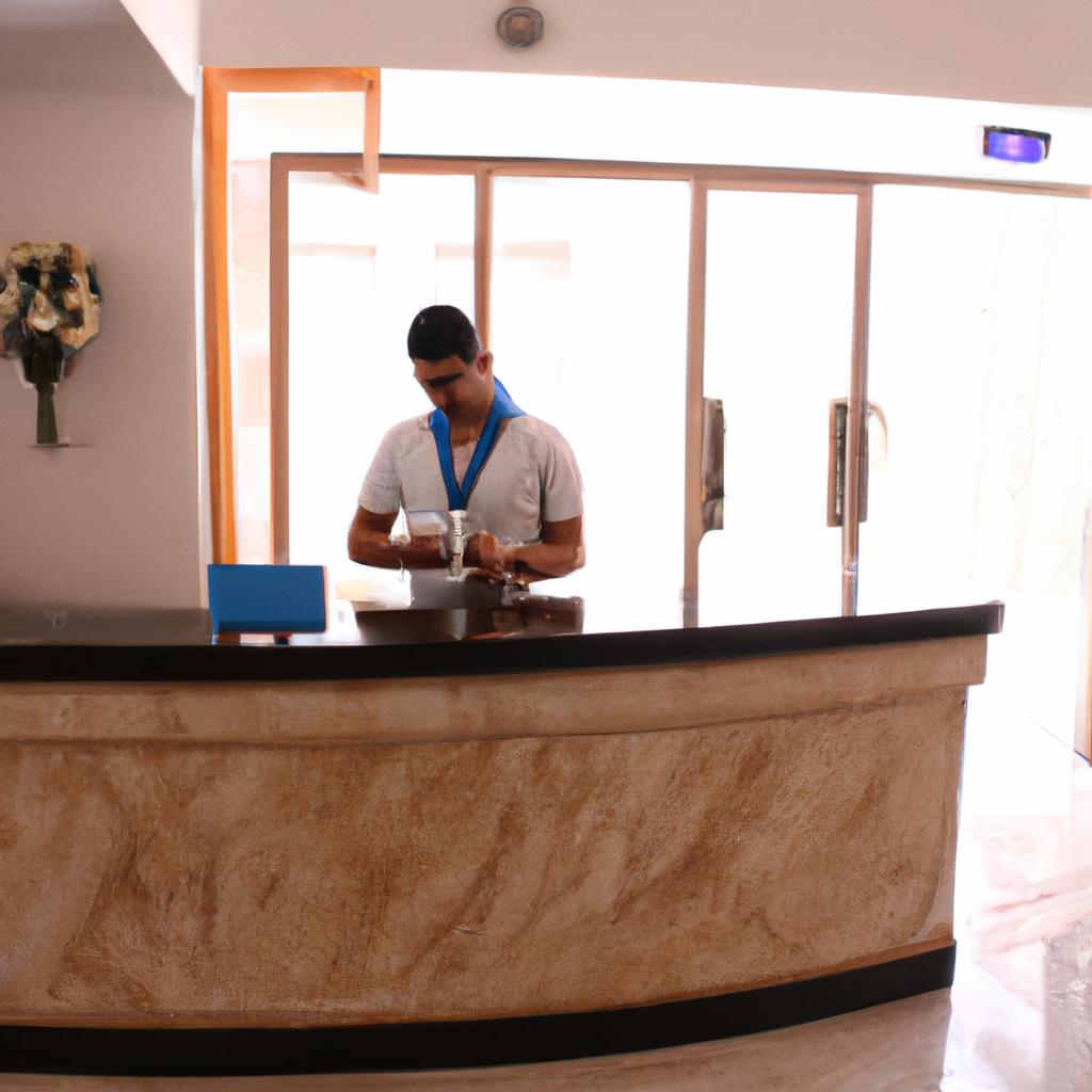 Person at hotel front desk