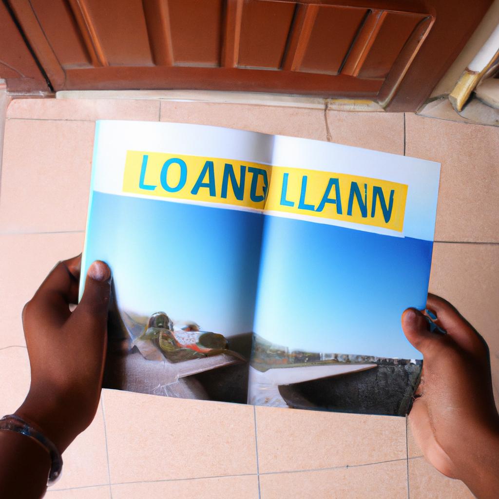Person holding travel loan brochure