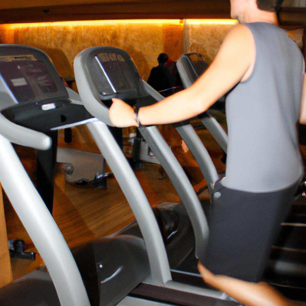 Person using cardio machines at hotel fitness center