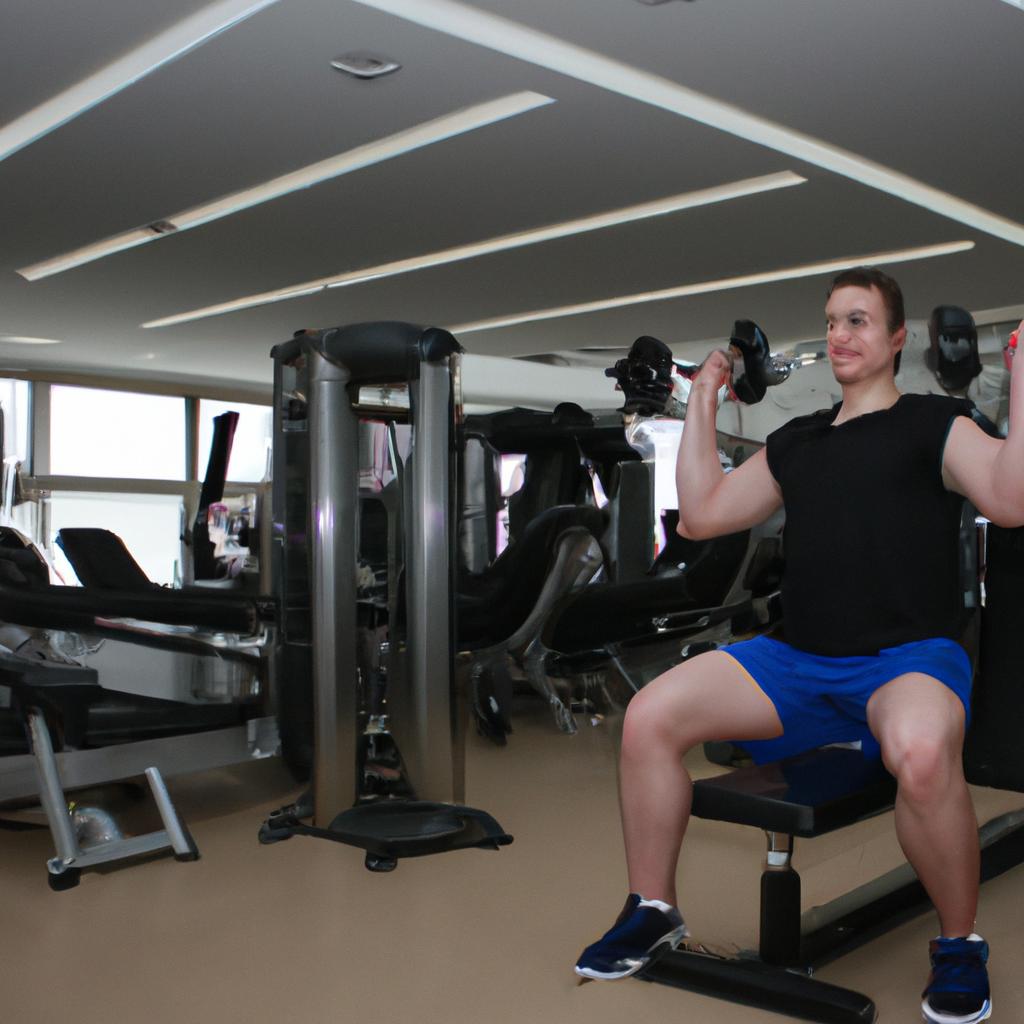 Person exercising in hotel gym